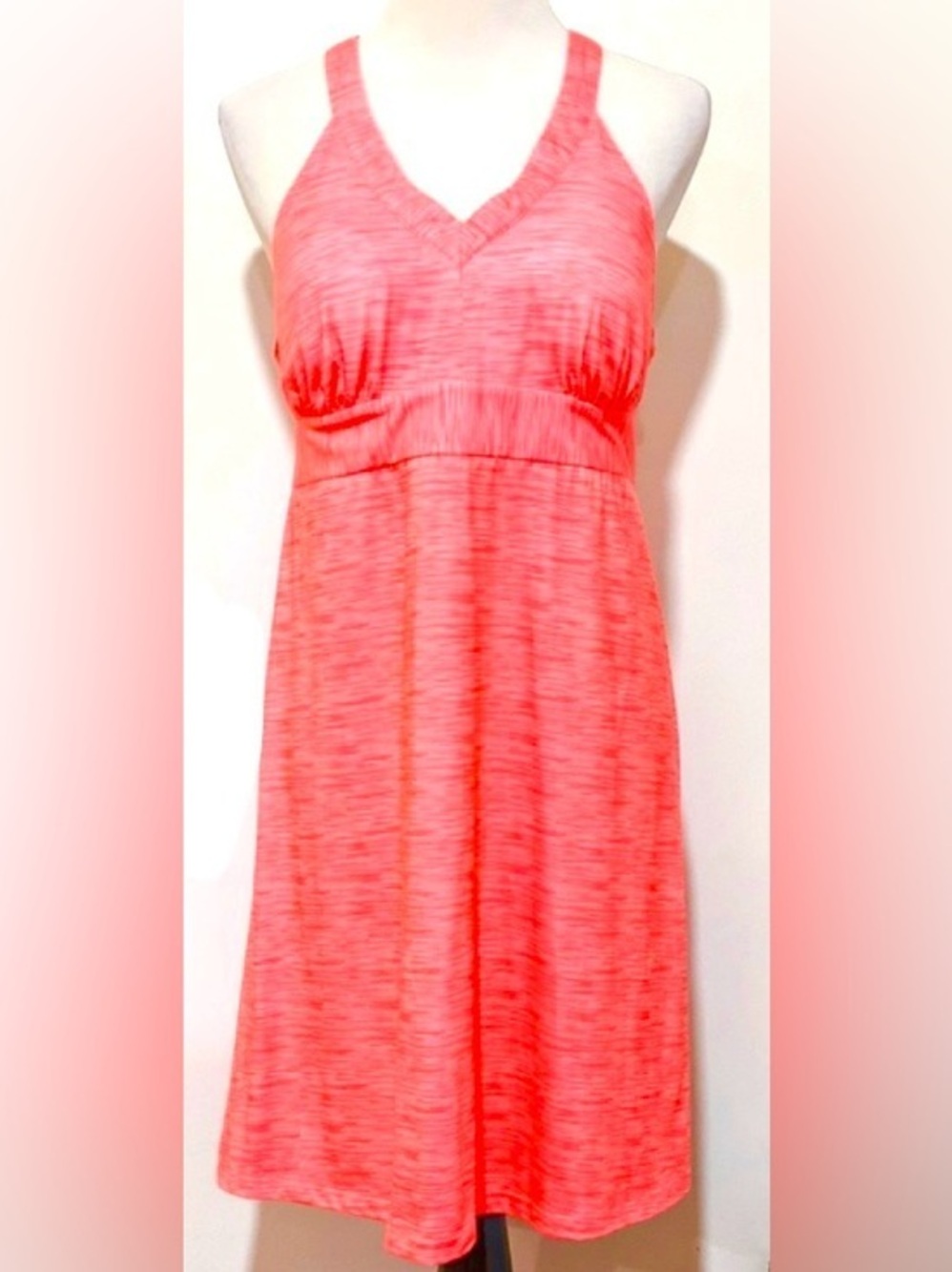 Coral Sleeveless V-Neck Tennis Dress!